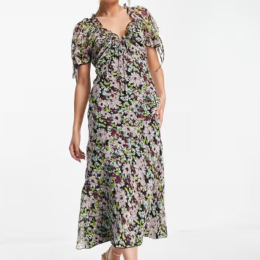 ASOS Spring floral multicolor wedding guest midi dress!